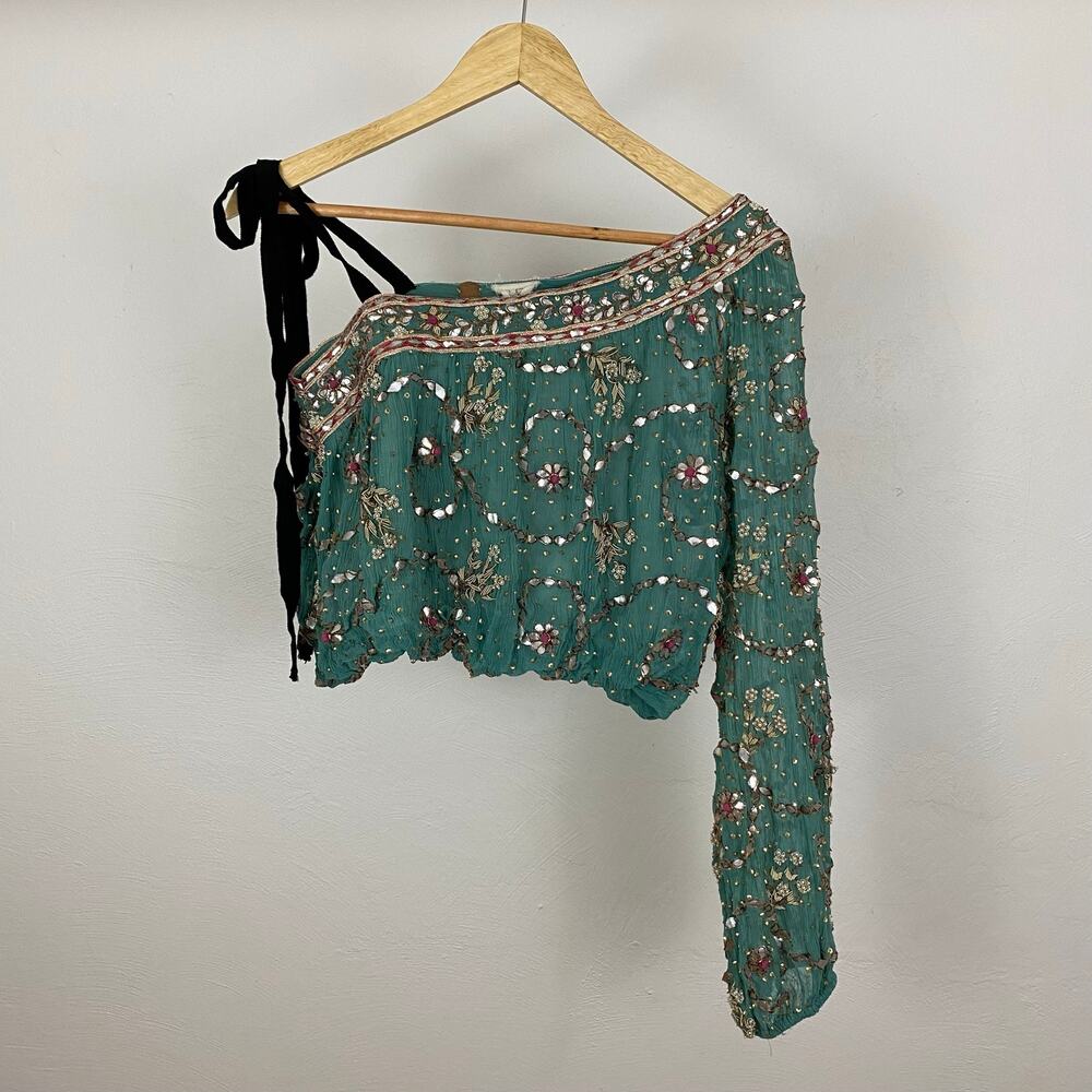 FP One - Free People Chumpki Sari Blouse - Green - Size Small